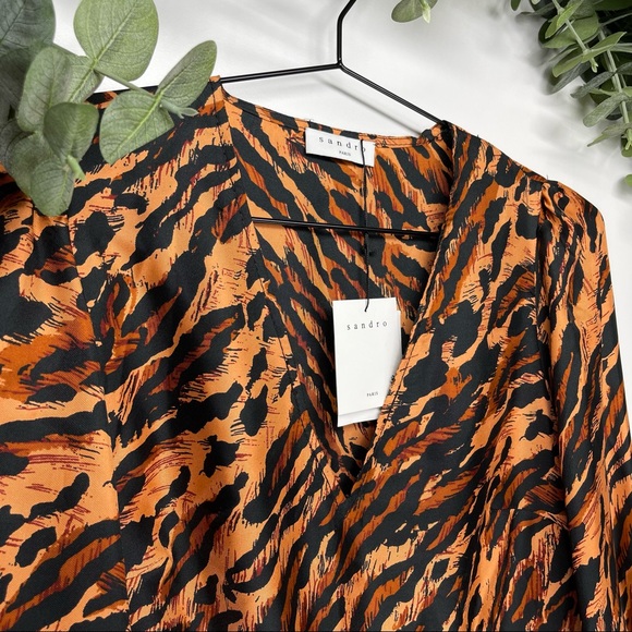 NWT SANDRO Paris - Lunas Silk Leopard Print Mini Dress S - Picture 5 of 13